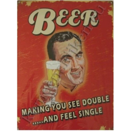 metalen reclameplaat beer, making you see double 30-40 cm
