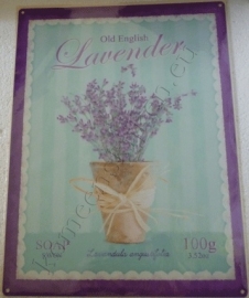 metalen wandbord old english lavender (lavendel) 30-40 cm