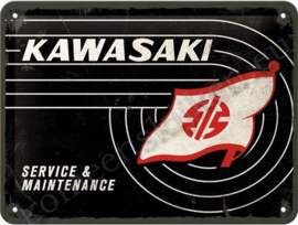 blikken wandbord Kawasaki logo 15-20 cm