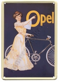 metalen ansichtkaart opel fietsen 10-14 cm