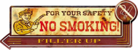 Metalen Bord no smoking / For your yafety 50 x 18 cm