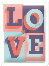 blikken wandbord love 15-20 cm