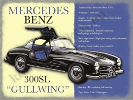 blikken wandplaat mercedes benz 300SL gullwing 30-40 cm