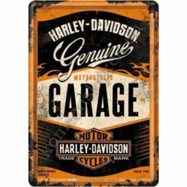 metalen ansichtkaart Harley Davidson garage 10-14 cm