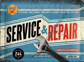 Metalen wandbord  service & repair 15-20 cm