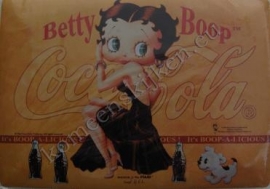metalen ansichtkaart Betty Boop geel coca cola 15-21 cm