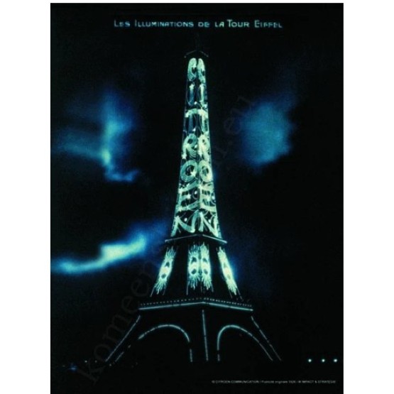 metalen reclamebord citroën illumination tour eiffel 15x21 cm