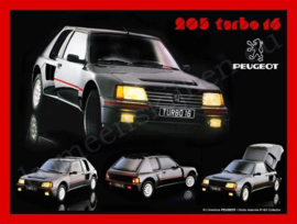 blikken reclamebord peugeot 205 turbo 16  30-40 cm