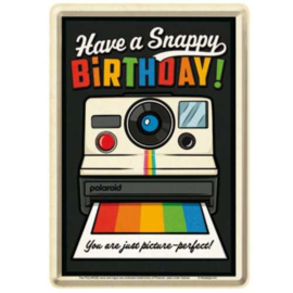 Metal postcard Polaroid snappy birthday 10x14 cm