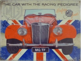 Metalen wandplaat MG TF, racing pedigree 30-40 cm