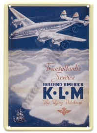 metalen ansichtkaart KLM Constalation 10-14 cm