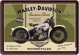 metalen ansichtkaart harley knucklehead 10-14 cm