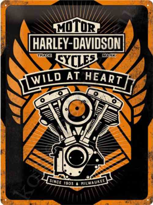 metalen wandbord harley davidson wild at heart 30-40 cm