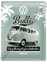 metalen wandbord VW bus T1 grijs 30-40 cm