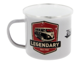 VW T1 Bus Legendary Emaille Mok lichtgrijs 500ml
