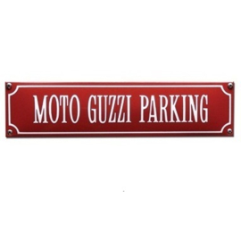 emaille straatnaambord moto guzzi parking / rood-wit