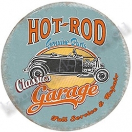 rond metalen wandbord hot rod 30 cm