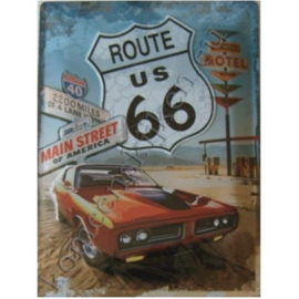 blikken reclamebord route 66 motel 30-40 cm