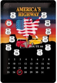 metalen kalender America`s highway 20-30 cm