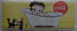 blikken ansichtkaart Betty boop in bad / coca cola 27-11 cm