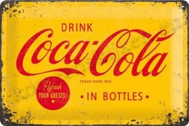 metalen wandbord coca cola geel 20-30 cm