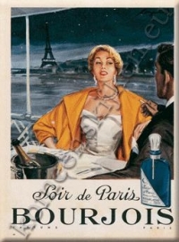 metalen ansichtkaart Soir de Paris Bourjois champagne 15-21 cm
