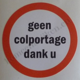 sticker geen colportage dank u 7,5 cm