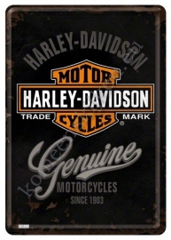 metalen ansichtkaart harley davidson genuine 10-14 cm