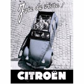 metalen wandplaat citroën 2cv joie de vivre! 30-40 cm