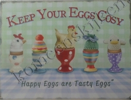 metalen wandbord keep your eggs cosy 30-40 cm