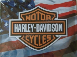 metalen wandplaat harley davidson usa vlag 30-40 cm..