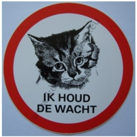 sticker kat, ik houd de wacht  14,7 cm