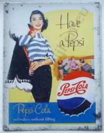 blikken wandplaat have a pepsi cola dame met jas 30-40 cm