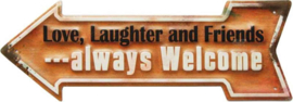 Stalen bord always welcome pijl 40x14 cm