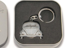 VW beetle Sleutelhanger Vintage mat zilver winkelwagenmuntje