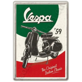 Metalen ansichtkaart Vespa, the Italian classic 10-14 cm