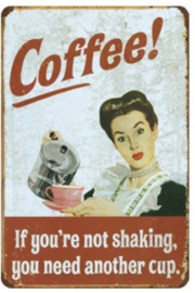 blikken wandbord coffee / shaking 20-30 cm
