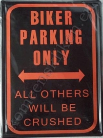 blikken bord biker parking only 30x40 cm