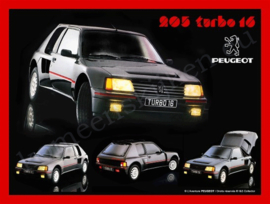 blikken reclamebord peugeot 205 T16 15-20 cm