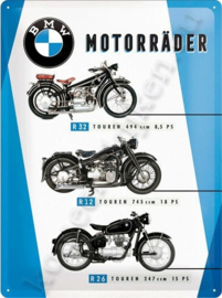 metalen wandplaat BMW motorraeder chart 30-40 cm