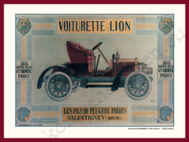 metalen reclamebord peugeot voiturette lion 20-30 cm