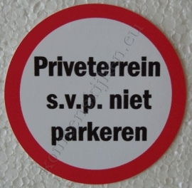sticker priveterrein s.v.p. niet parkeren 7,5 cm