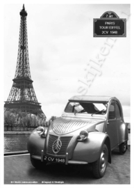 metalen reclamebord citroën 2cv parijs 15x21 cm