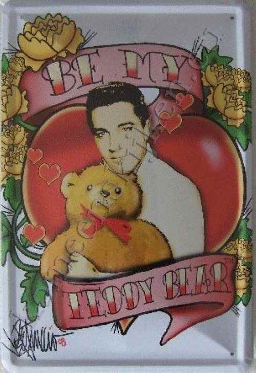 metalen wandbord elvis teddybeer 20-30 cm