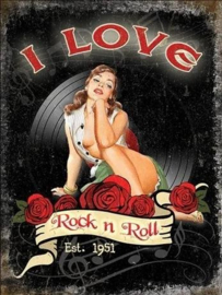 metal sign i love rock 'n roll 30-40 cm