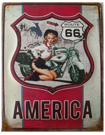 stalen wandbord route 66 America 30 x 40 cm.
