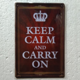 metalen wandbord Keep calm and carry on 20x30 cm