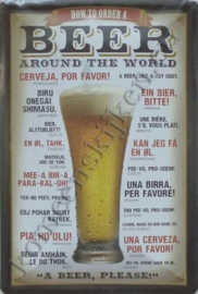 metalen reclamebord Beer around the world 20x30 cm