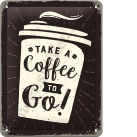 metalen wandplaat take a coffee to go! 15x20 cm