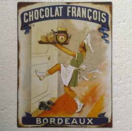 metalen wandbord Chocolat Francois 25x33 cm